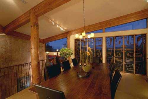 Dining area with views as sunset approaches